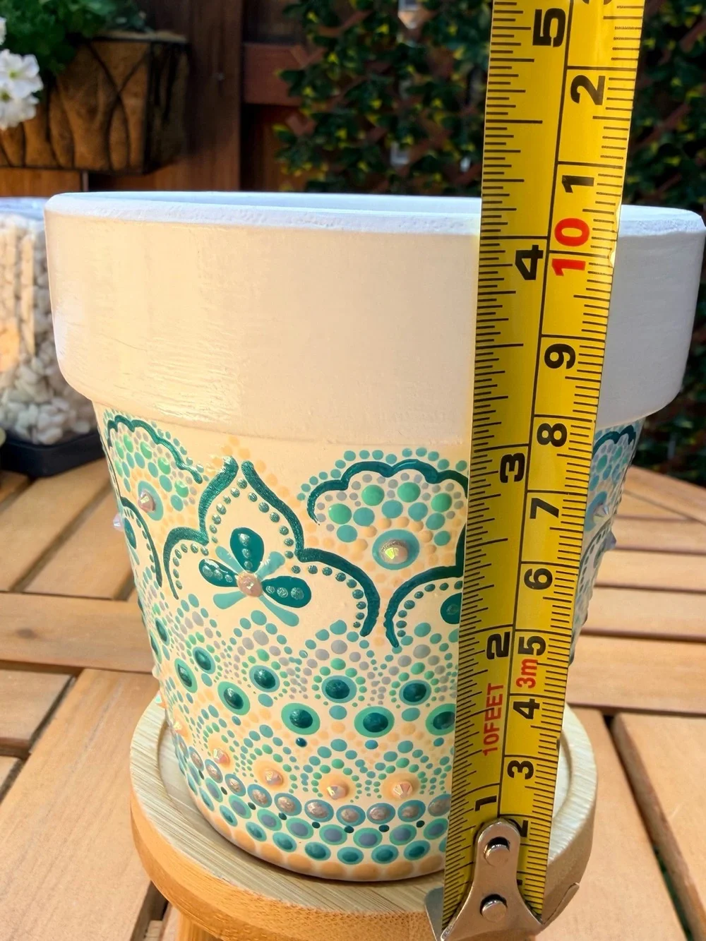 Hand Painted Dot Art Terra Cotta Pot 4